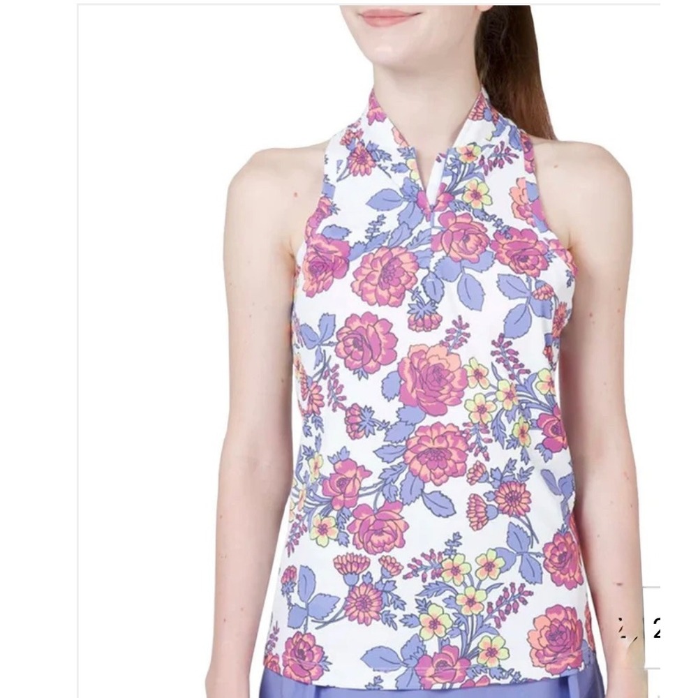 Swannies Golf Women's Kalli‎ Polo Sleeveless Floral Size XS Zip